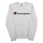 CHAMPION Mens Grey Cotton Blend Crew Neck XS Embroidered Logo Sweatshirt