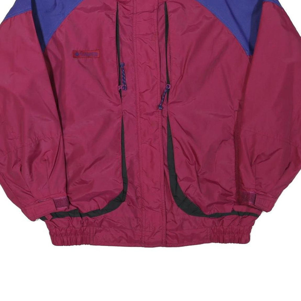 COLUMBIA Womens Burgundy & Blue Outdoor Jacket L Polyester Blend Zip Casual