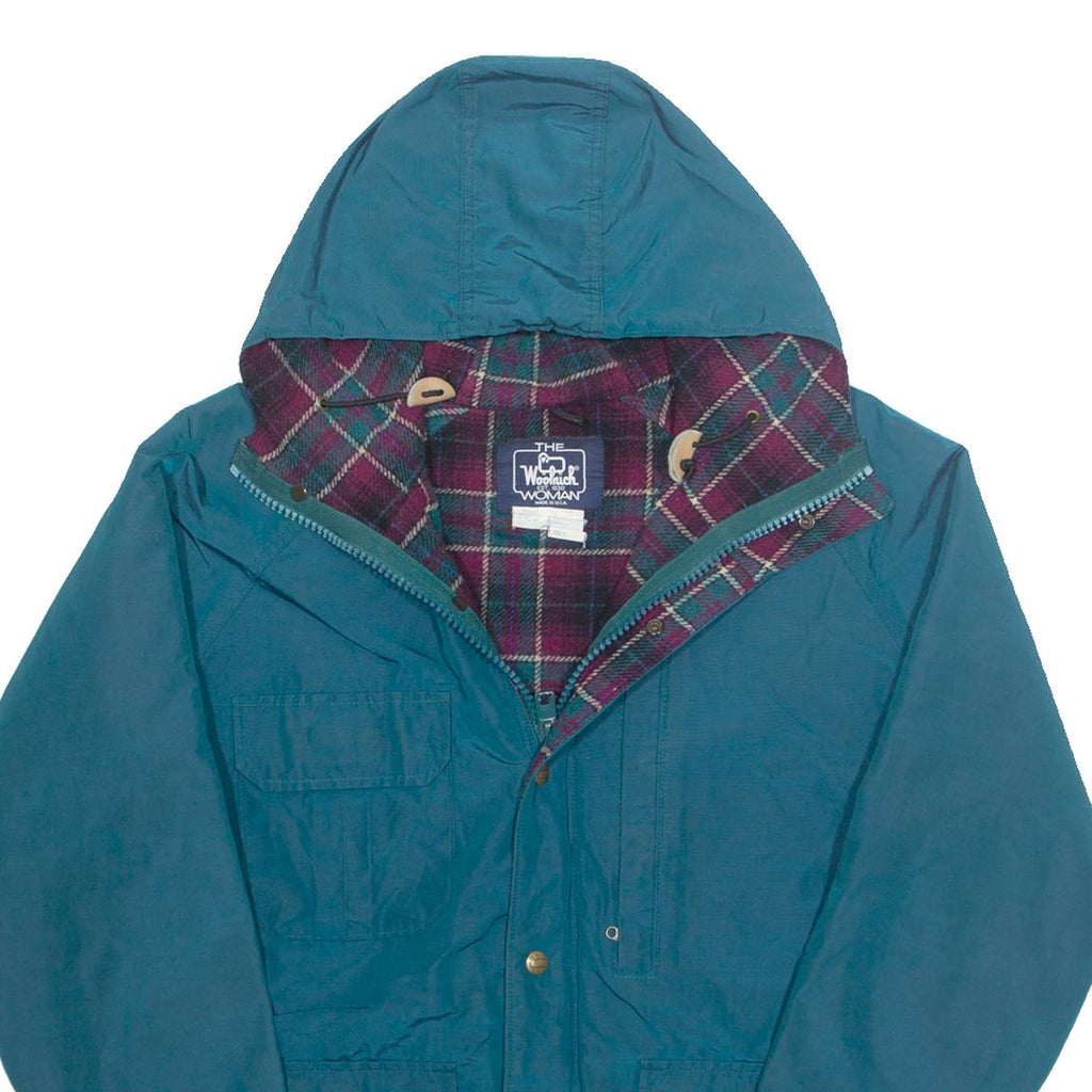 WOOLRICH Lined Womens Rain Jacket Blue 90s Hooded L