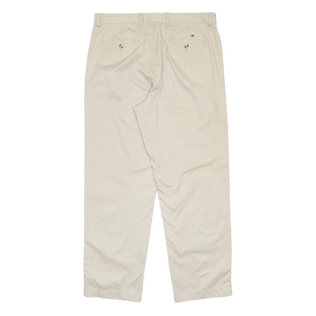 TOMMY HILFIGER Mens Regular Beige Polyester Blend Zip Trousers W36 L32 Classic