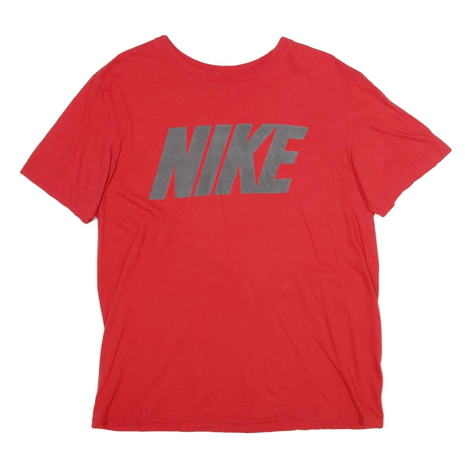 NIKE Mens Red Logo Graphic T-Shirt M Short Sleeve Crew Neck Cotton Casual