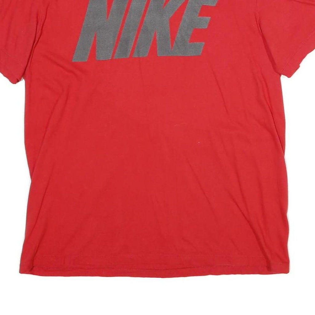NIKE Mens Red Logo Graphic T-Shirt M Short Sleeve Crew Neck Cotton Casual