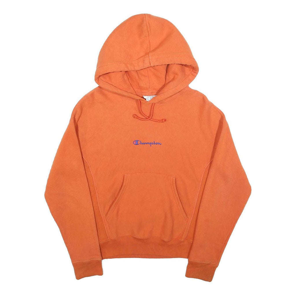 CHAMPION REVERSE WEAVE Mens Orange Pullover Hoodie XS Cotton Blend Casual