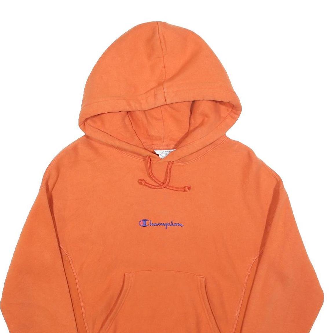 CHAMPION REVERSE WEAVE Mens Orange Pullover Hoodie XS Cotton Blend Casual