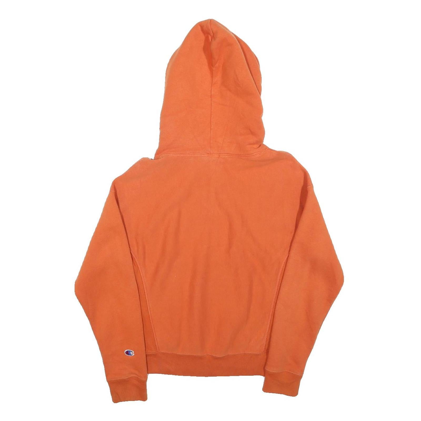 CHAMPION REVERSE WEAVE Mens Orange Pullover Hoodie XS Cotton Blend Casual