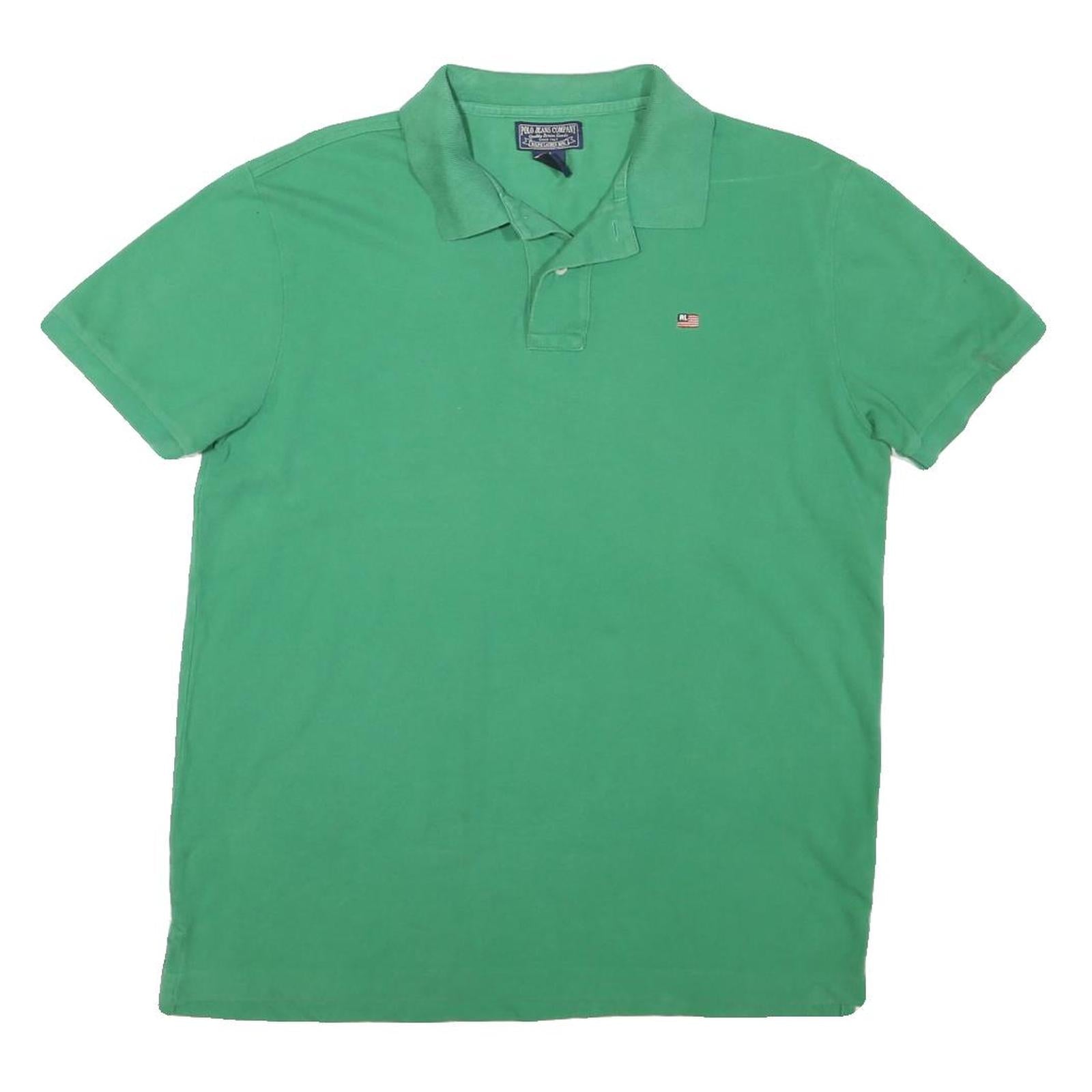 RALPH LAUREN POLO JEANS COMPANY Mens Green Short Sleeve Plain L Cotton Blend