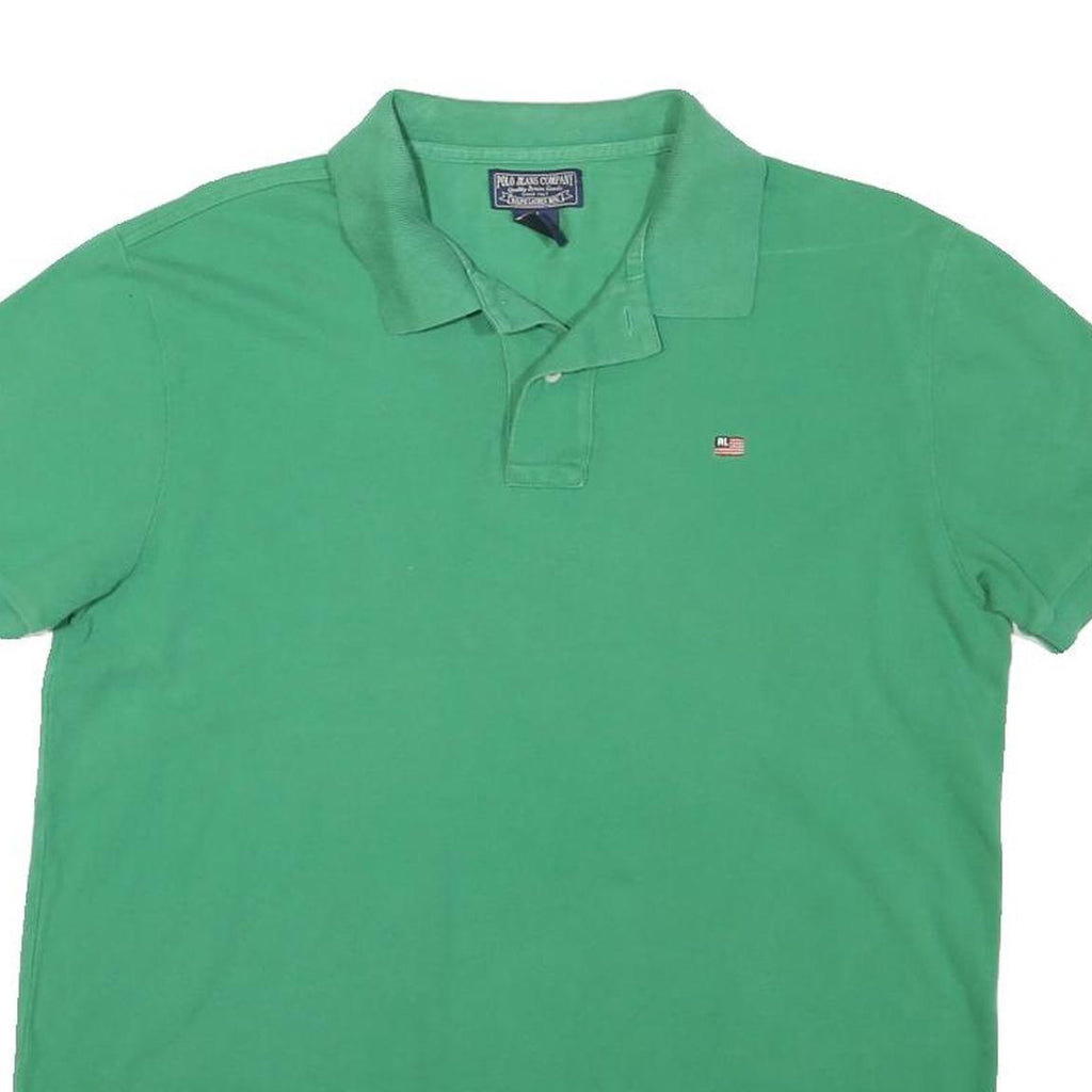 RALPH LAUREN POLO JEANS COMPANY Mens Green Short Sleeve Plain L Cotton Blend