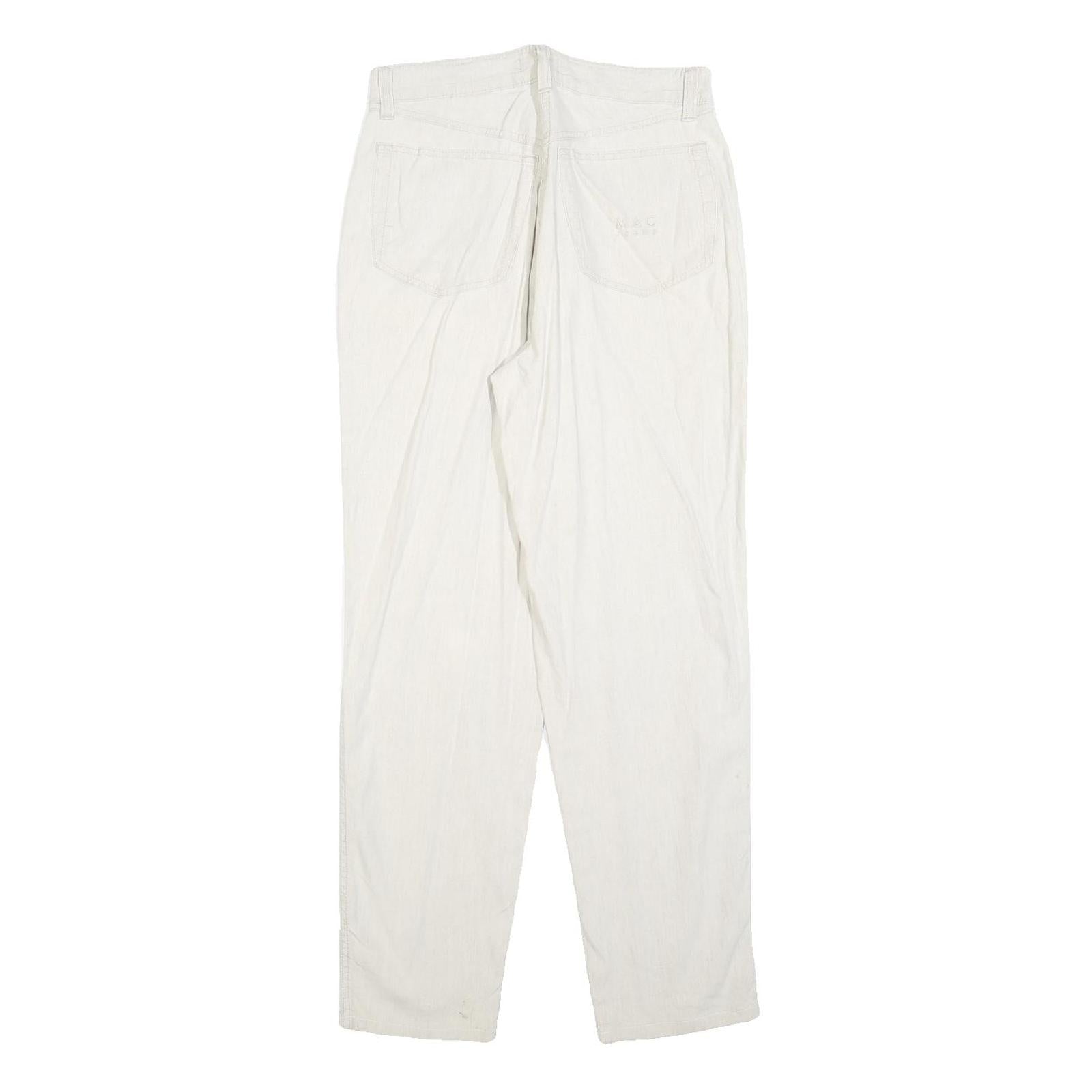 MAC Womens Linen Blend White Regular Fit Straight Leg Trousers W28 L30 Stylish