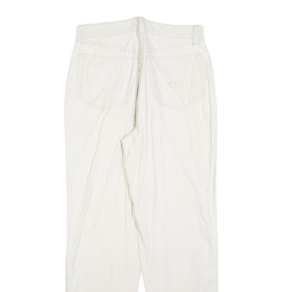 MAC Womens Linen Blend White Regular Fit Straight Leg Trousers W28 L30 Stylish