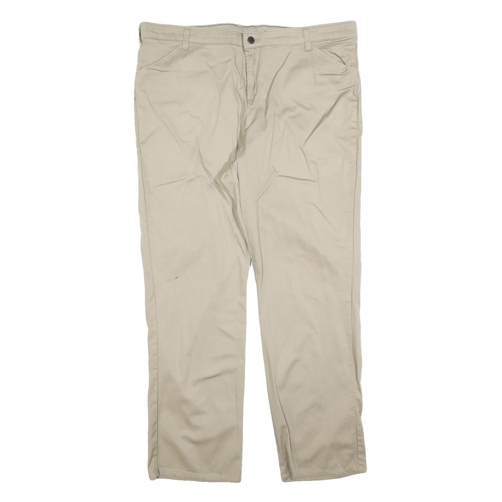 DICKIES Womens Cotton Blend Beige Relaxed Straight Trousers W40 L30 Casual