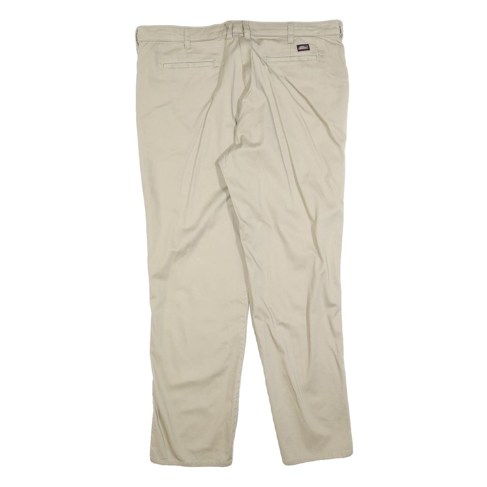 DICKIES Womens Cotton Blend Beige Relaxed Straight Trousers W40 L30 Casual