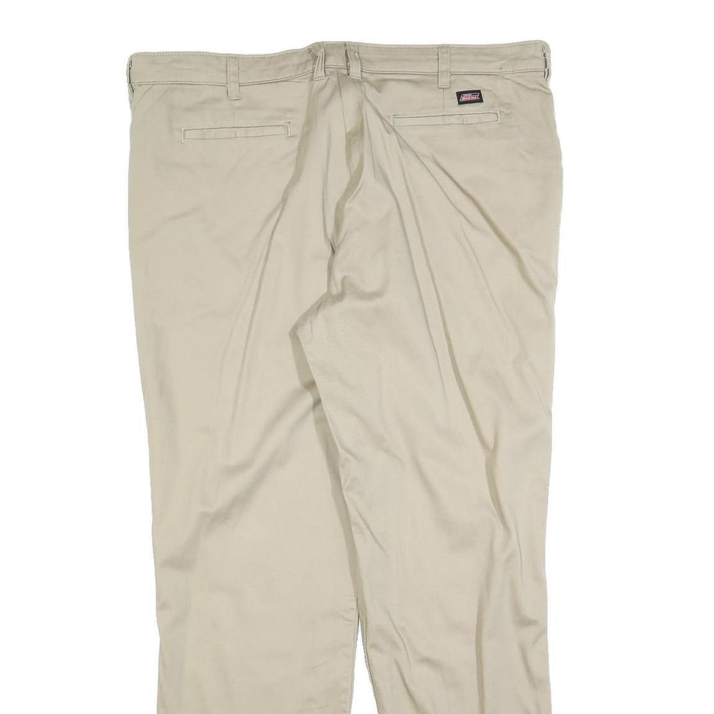 DICKIES Womens Cotton Blend Beige Relaxed Straight Trousers W40 L30 Casual