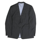 TOMMY HILFIGER Mens Black Pinstripe Wool Blazer Jacket L Button Closure Formal