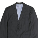 TOMMY HILFIGER Mens Black Pinstripe Wool Blazer Jacket L Button Closure Formal