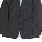 TOMMY HILFIGER Mens Black Pinstripe Wool Blazer Jacket L Button Closure Formal