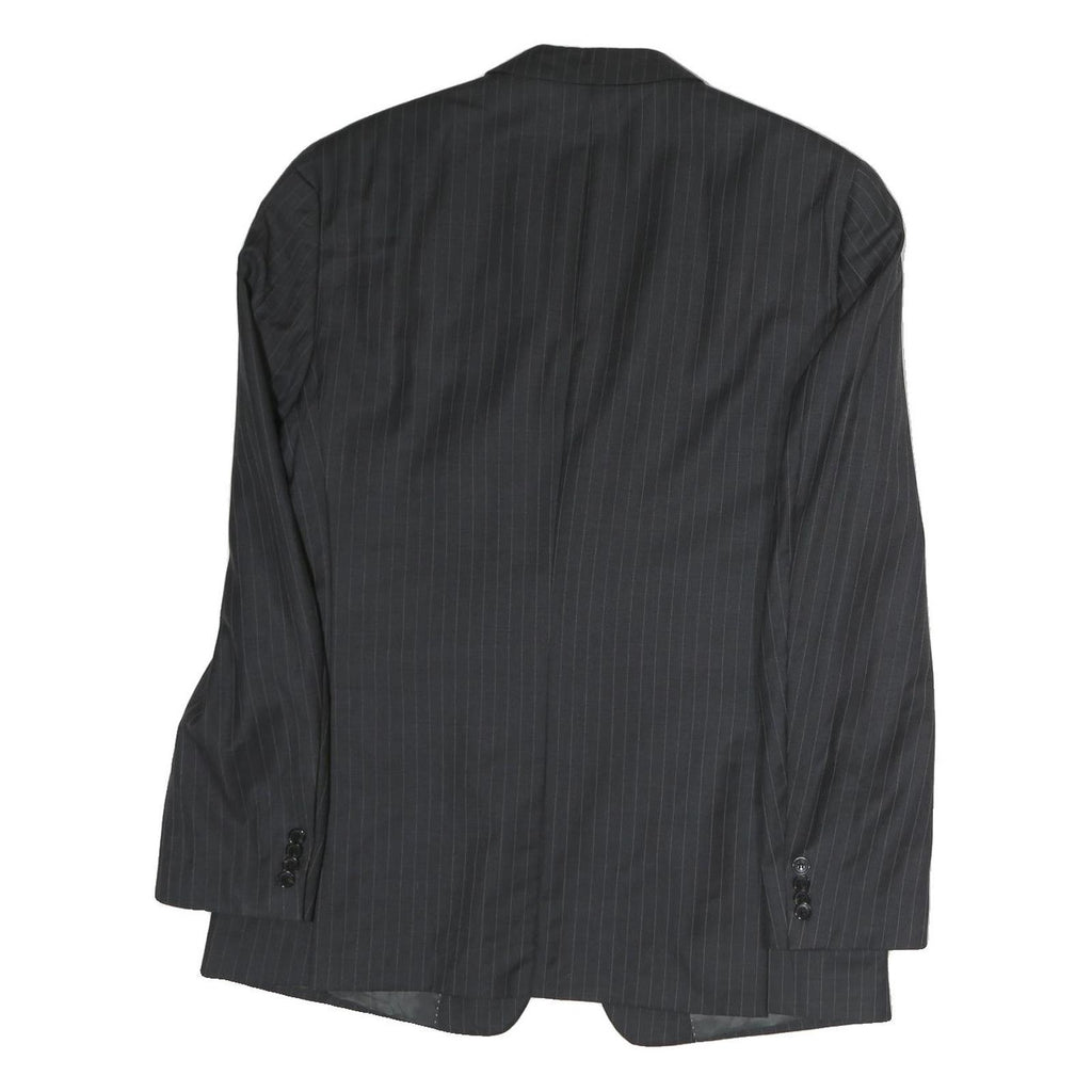 TOMMY HILFIGER Mens Black Pinstripe Wool Blazer Jacket L Button Closure Formal