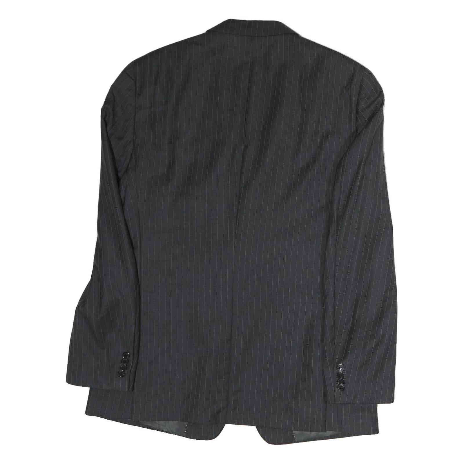 TOMMY HILFIGER Mens Black Pinstripe Wool Blazer Jacket L Button Closure Formal