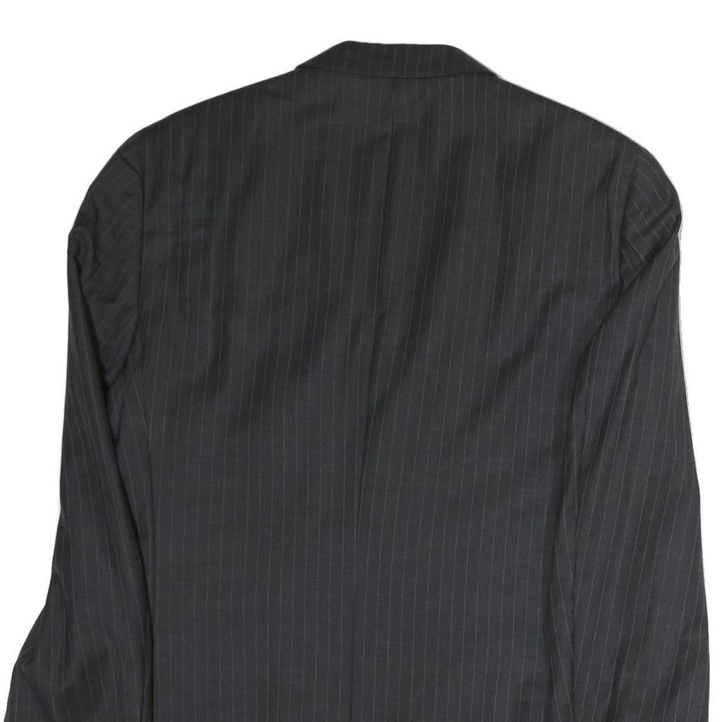 TOMMY HILFIGER Mens Black Pinstripe Wool Blazer Jacket L Button Closure Formal