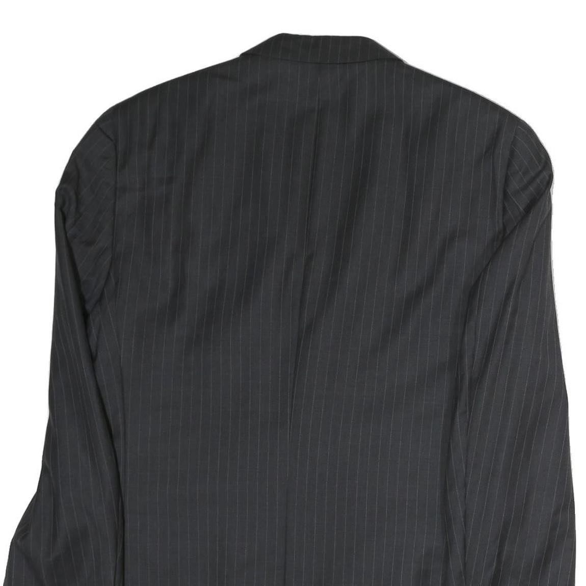 TOMMY HILFIGER Mens Black Pinstripe Wool Blazer Jacket L Button Closure Formal