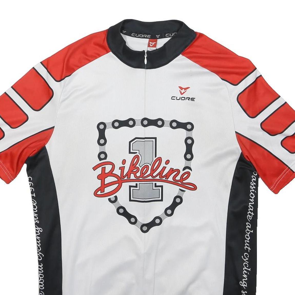 CUORE Mens White & Red Bikeline Graphic Cycling T-Shirt XL Short Sleeve Crew