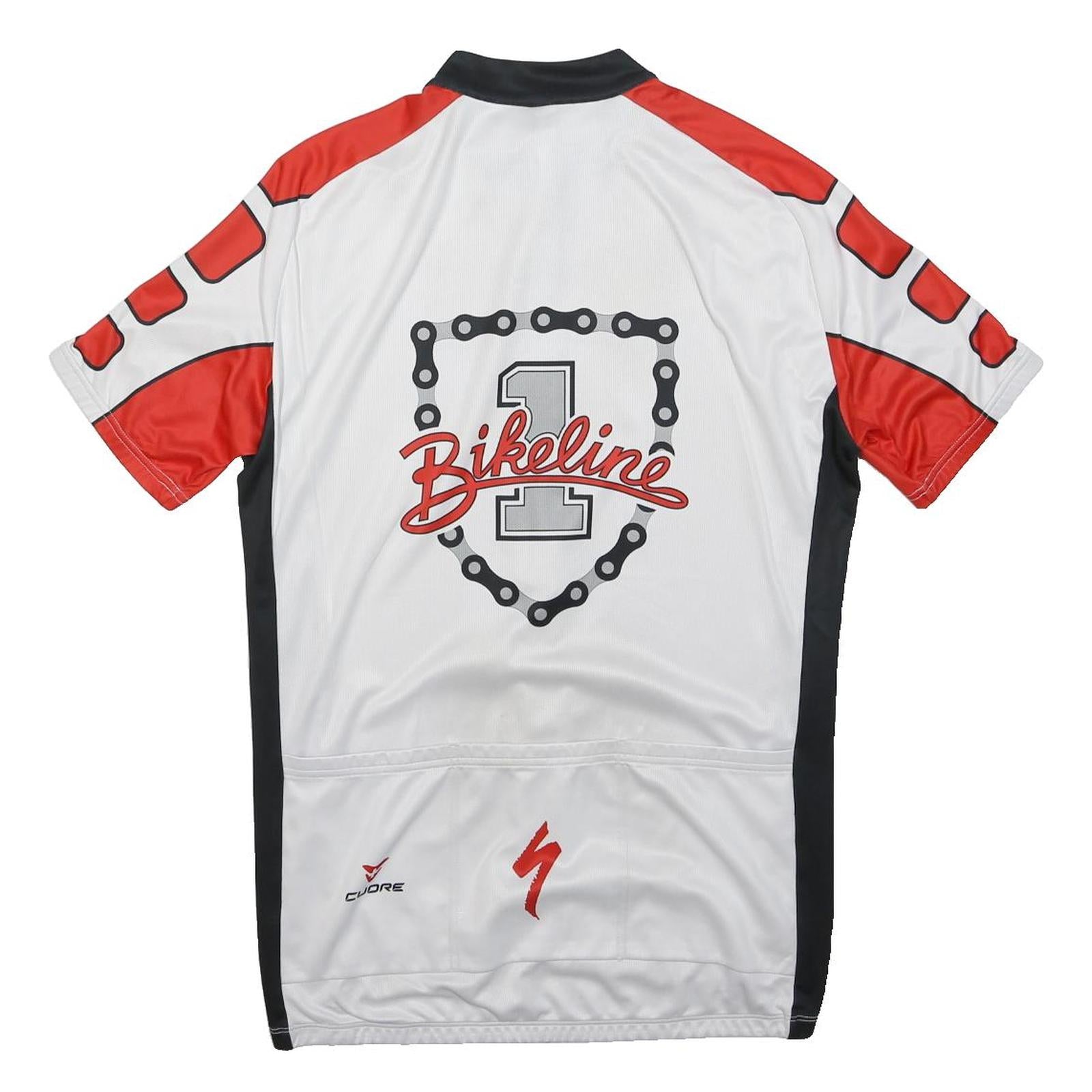 CUORE Mens White & Red Bikeline Graphic Cycling T-Shirt XL Short Sleeve Crew