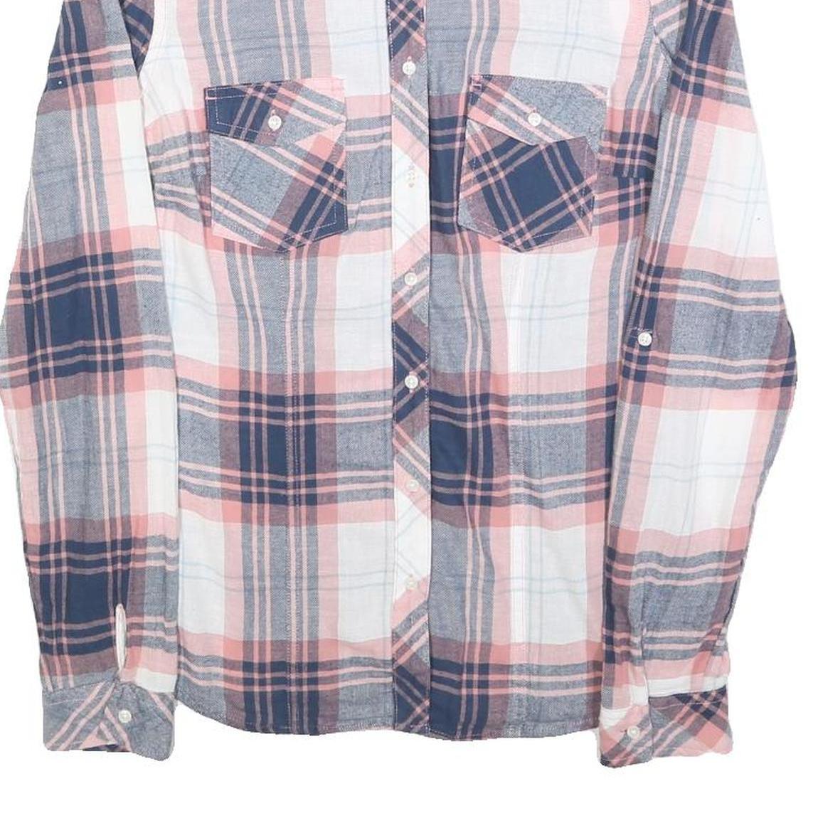 TALLY WEIJL Womens Blue & Pink Check Shirt M Cotton Blend Casual Button Down