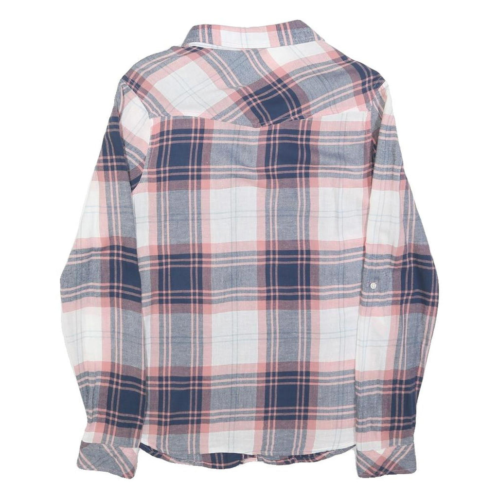 TALLY WEIJL Womens Blue & Pink Check Shirt M Cotton Blend Casual Button Down