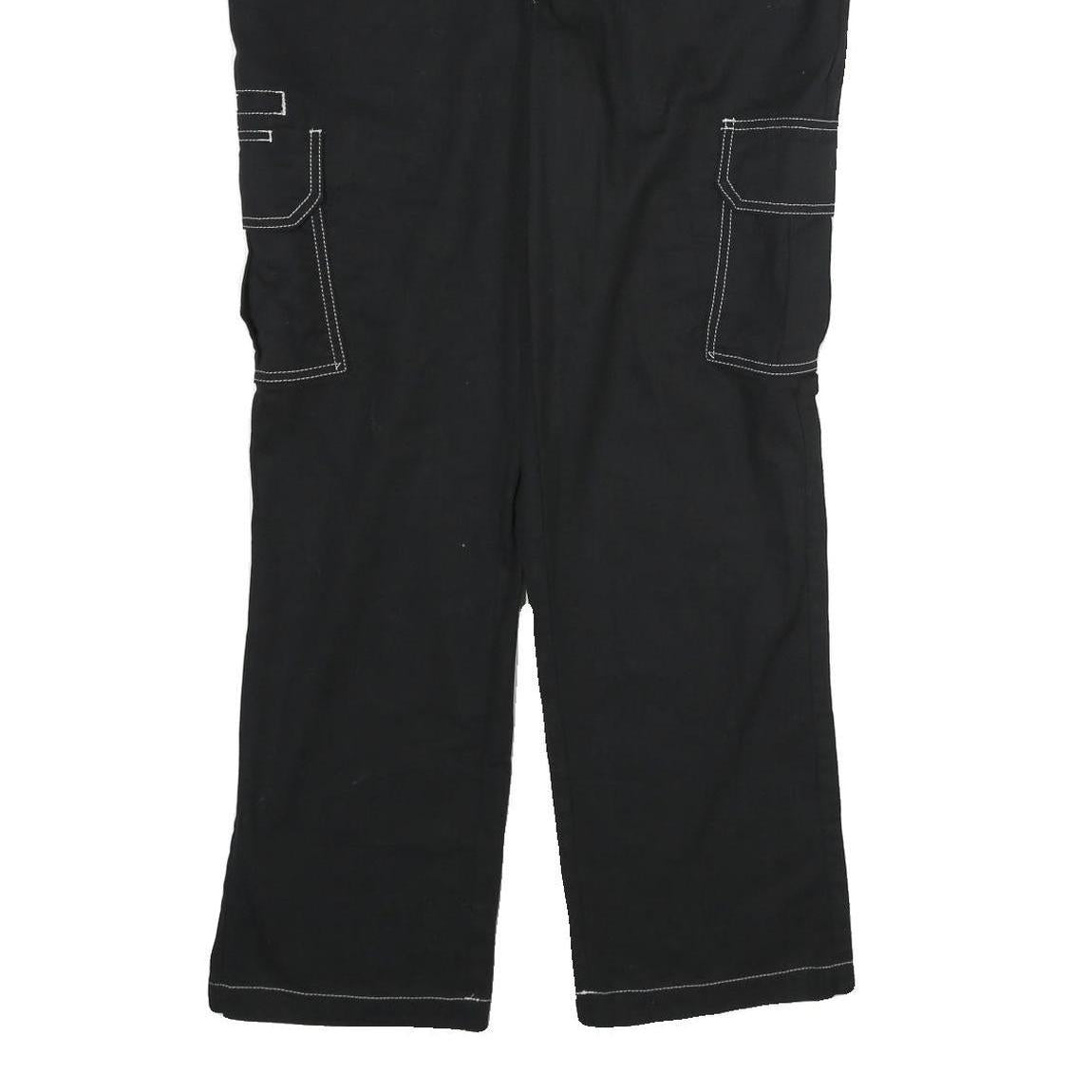 DICKIES Mens Cotton Black Regular Cargo Trousers W36 L30 Workwear Zip Closure