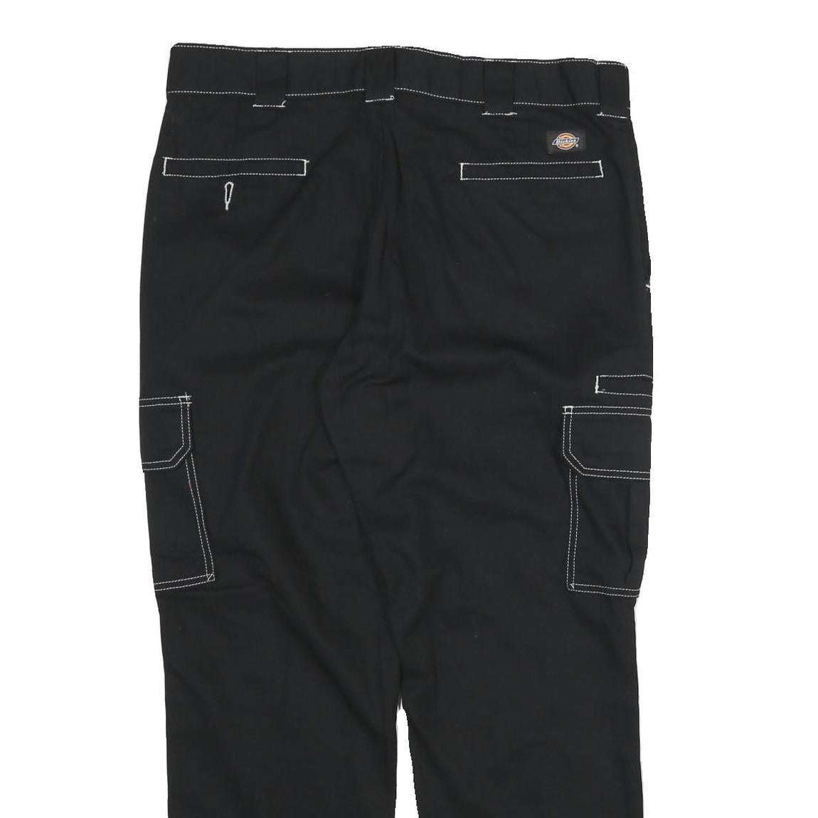 DICKIES Mens Cotton Black Regular Cargo Trousers W36 L30 Workwear Zip Closure