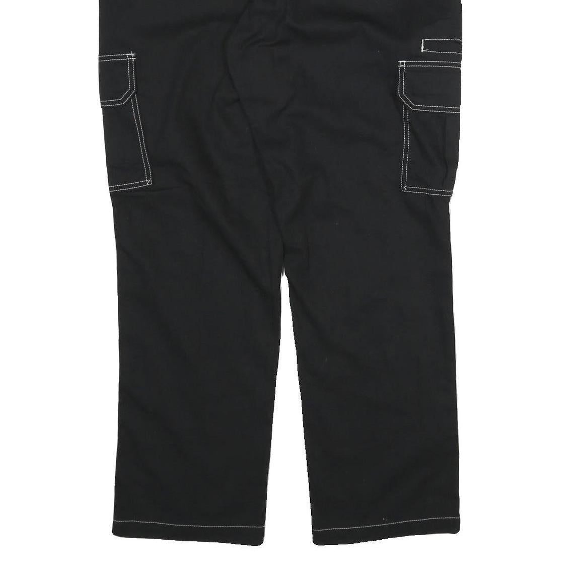 DICKIES Mens Cotton Black Regular Cargo Trousers W36 L30 Workwear Zip Closure