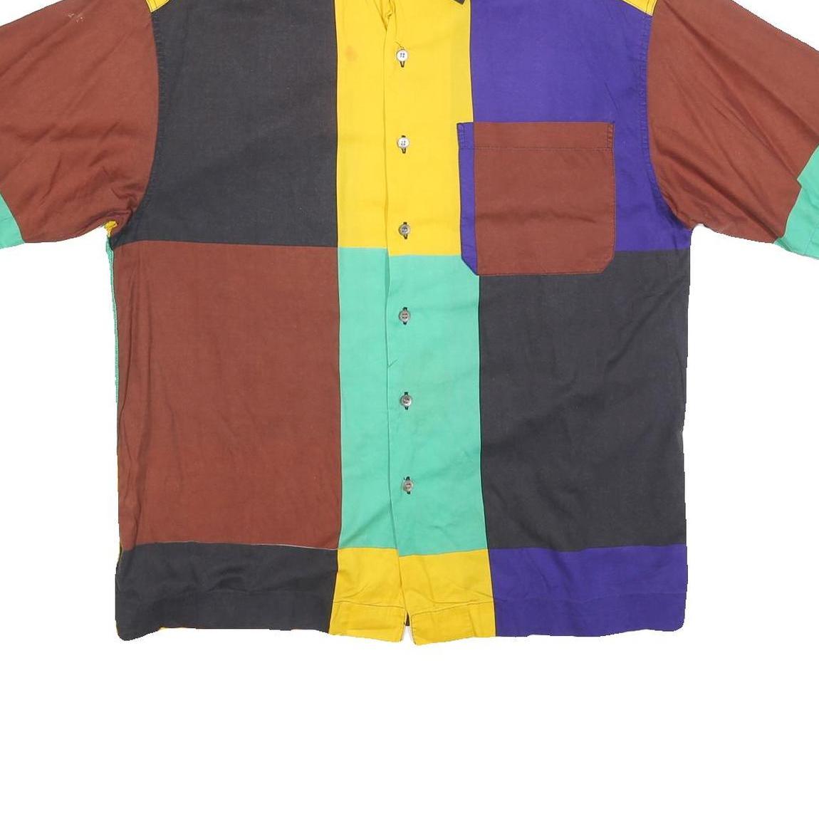 PAUL SMITH Mens Colourblock Cotton Shirt M Button Front Short Sleeve Casual