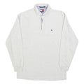 TOMMY HILFIGER Mens White Long Sleeve Plain M Cotton Blend Polo Shirt