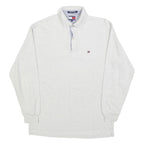 TOMMY HILFIGER Mens White Long Sleeve Plain M Cotton Blend Polo Shirt
