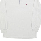 TOMMY HILFIGER Mens White Long Sleeve Plain M Cotton Blend Polo Shirt