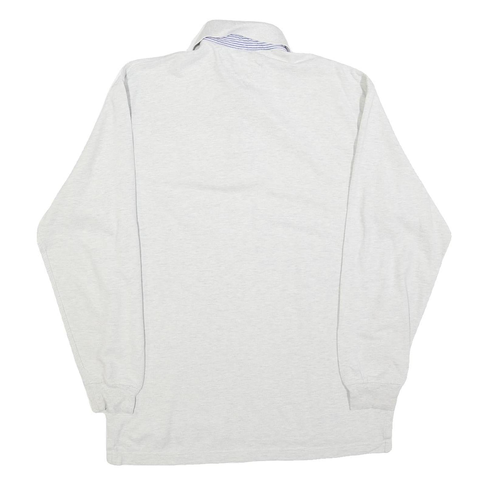 TOMMY HILFIGER Mens White Long Sleeve Plain M Cotton Blend Polo Shirt