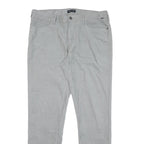 NAUTICA Mens Cotton Blend Grey Slim Straight Trousers W37 L33 Casual Zip