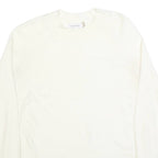 CALVIN KLEIN Womens White Plain Acrylic Jumper Crew Neck Basic Knit L Soft