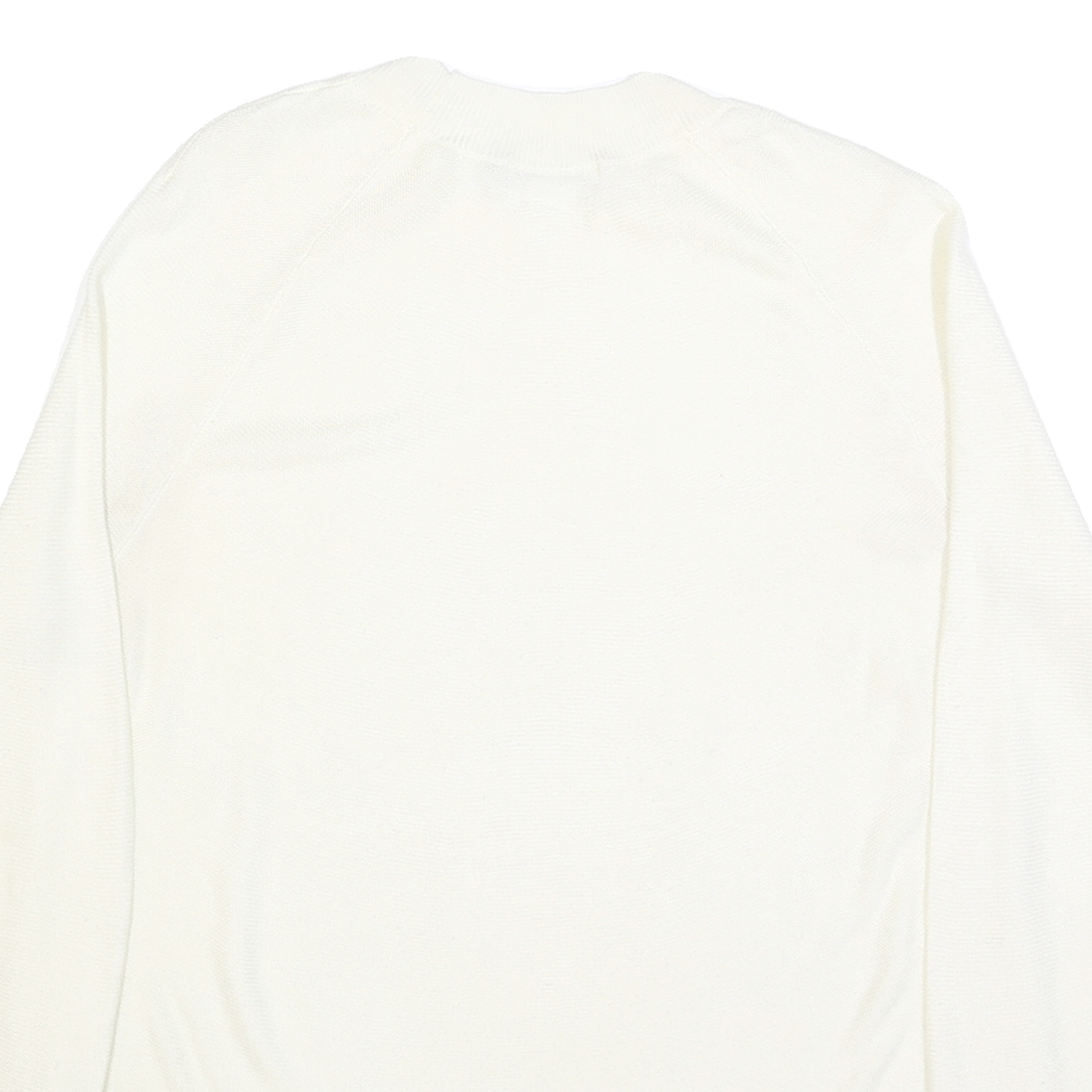 CALVIN KLEIN Womens White Plain Acrylic Jumper Crew Neck Basic Knit L Soft