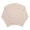 CHAMPION Womens Beige Cotton Blend Crew Neck M Logo Embroidered Sweatshirt