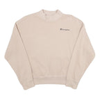 CHAMPION Womens Beige Cotton Blend Crew Neck M Logo Embroidered Sweatshirt