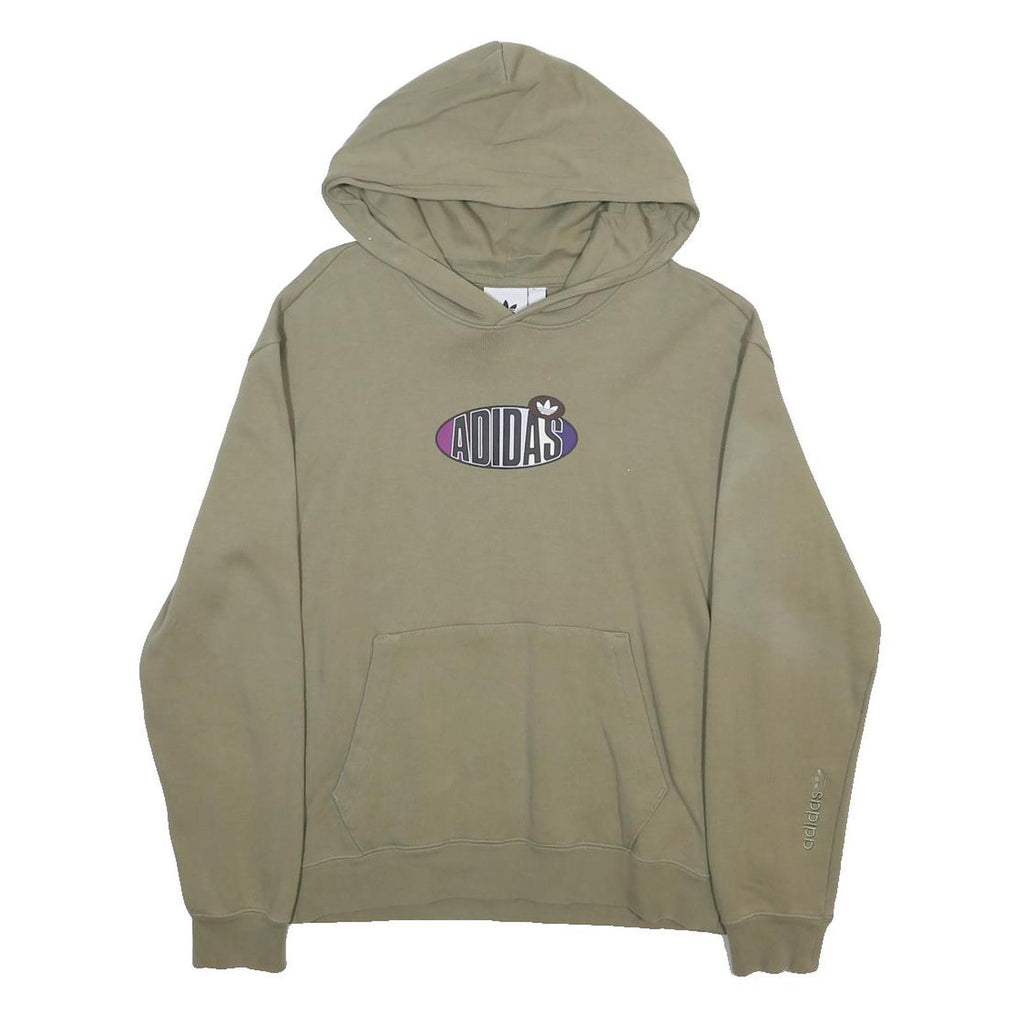 ADIDAS Womens Green & Purple Logo Pullover Hoodie S Casual Cotton Blend