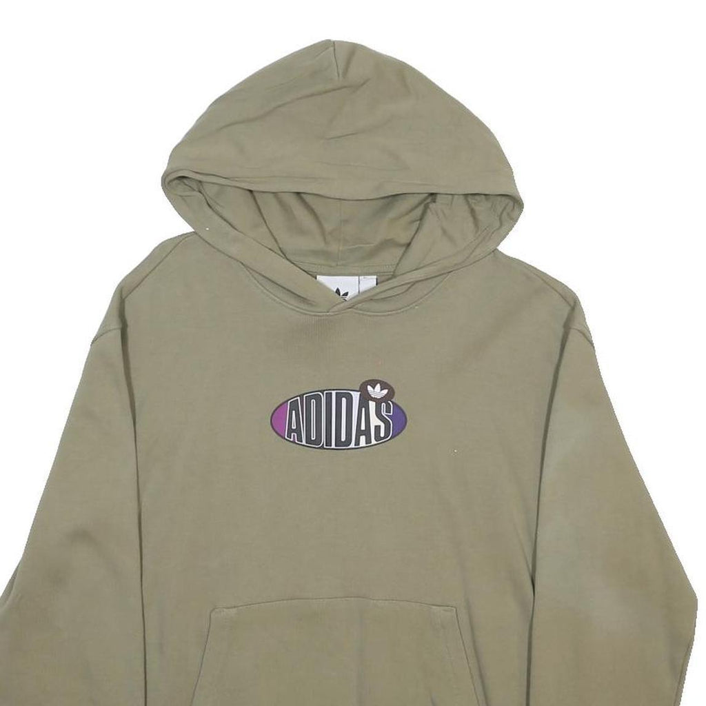 ADIDAS Womens Green & Purple Logo Pullover Hoodie S Casual Cotton Blend