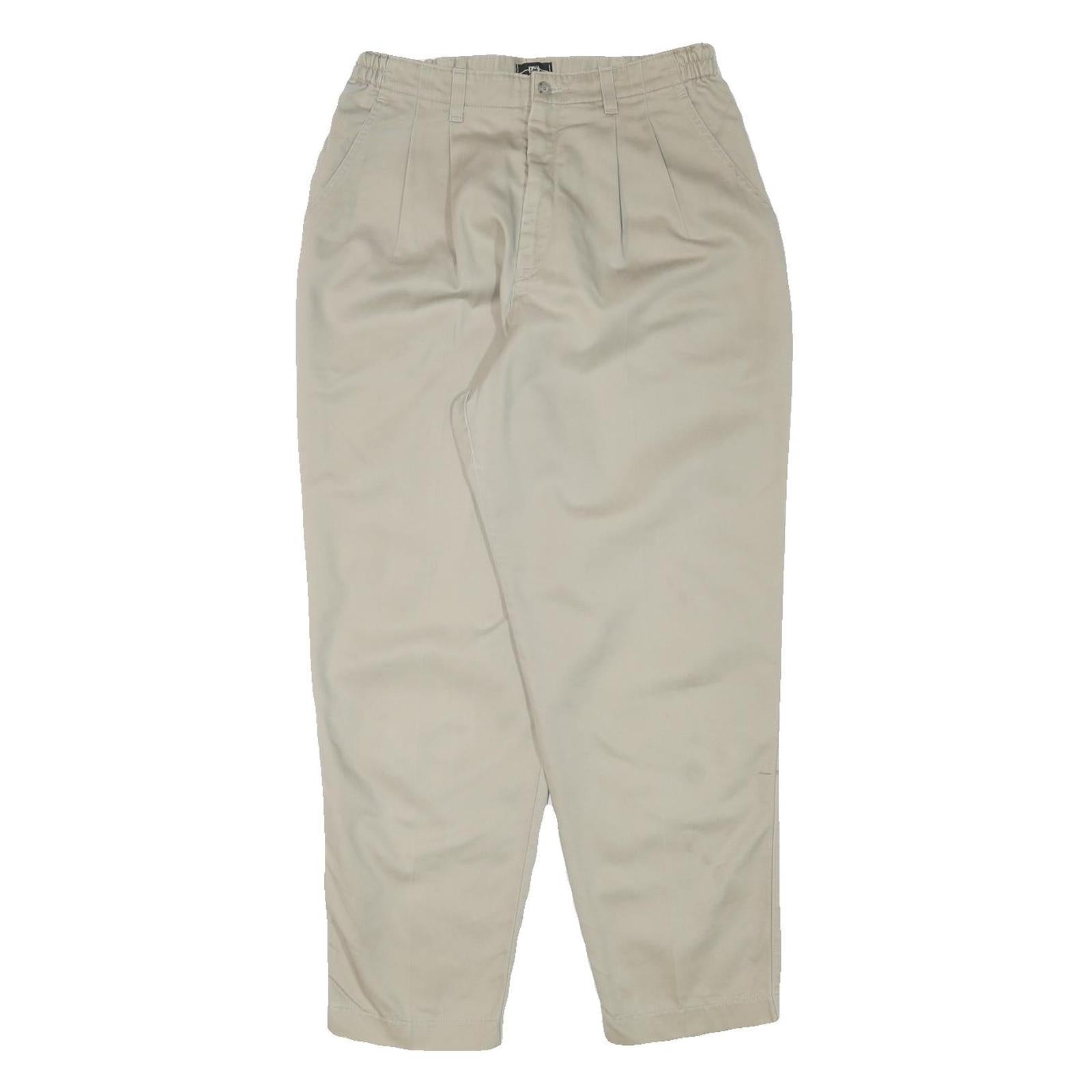 LEE Mens Cotton Blend Beige Relaxed Tapered Trousers W28 L27 Casual Comfort