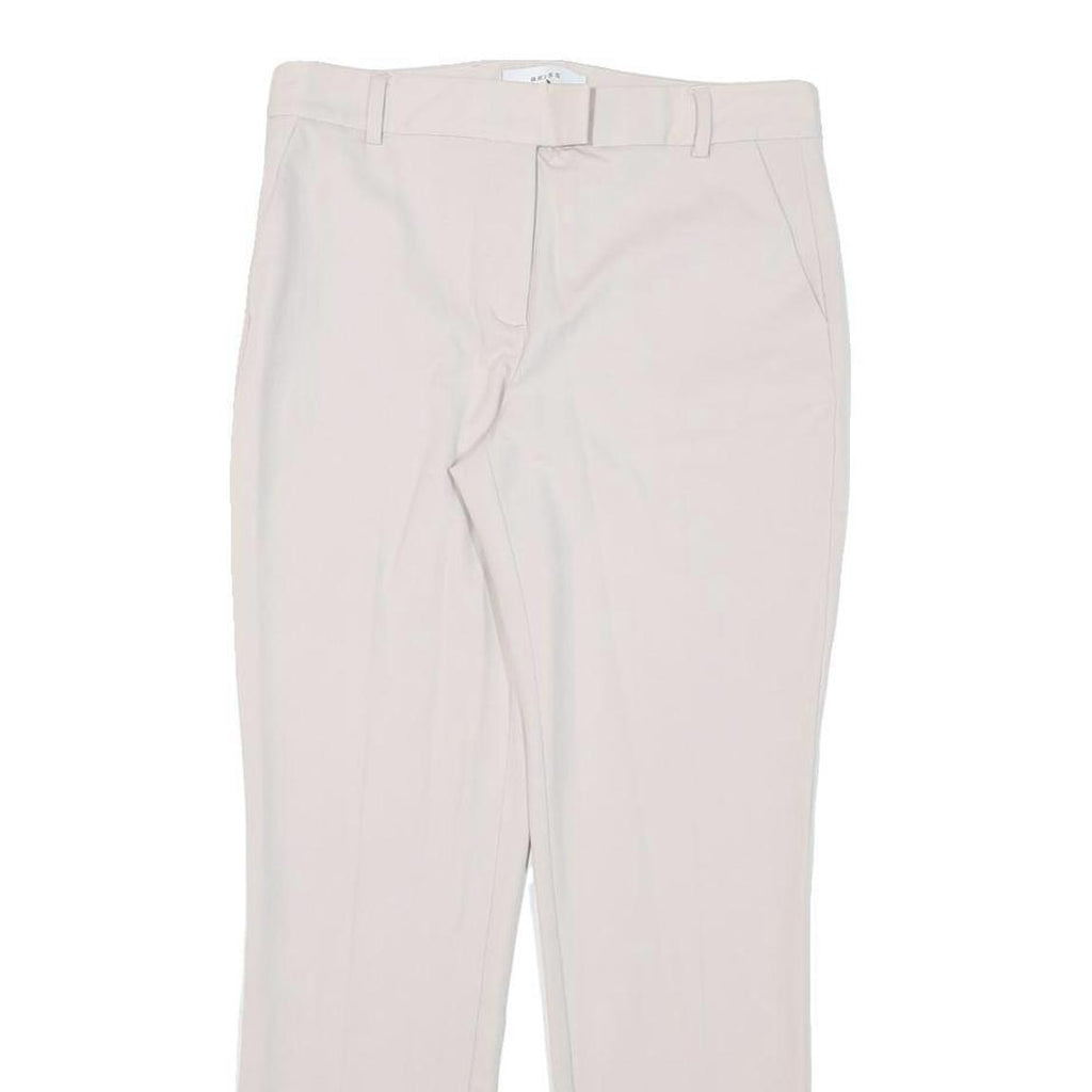 REISS Womens Slim Cream Cotton Blend Slim Tapered Trousers W28 L28 Stylish