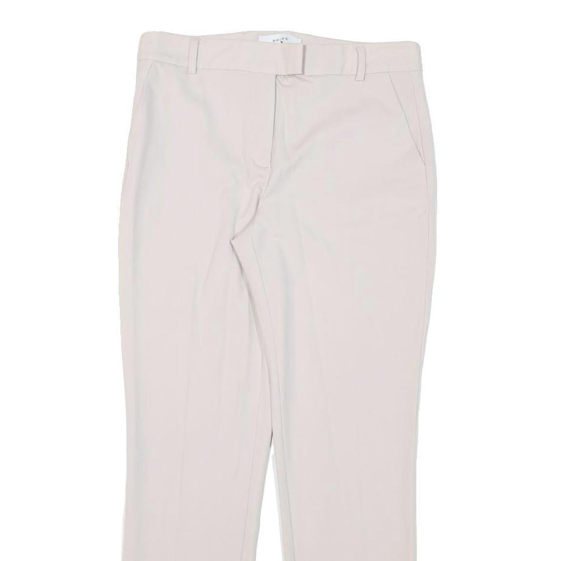 REISS Womens Slim Cream Cotton Blend Slim Tapered Trousers W28 L28 Stylish