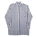 Mens Blue & White Check Shirt L Cotton Blend Long Sleeve Casual Pocket