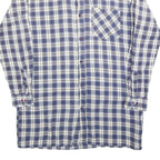 Mens Blue & White Check Shirt L Cotton Blend Long Sleeve Casual Pocket