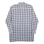 Mens Blue & White Check Shirt L Cotton Blend Long Sleeve Casual Pocket