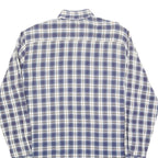 Mens Blue & White Check Shirt L Cotton Blend Long Sleeve Casual Pocket