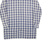Mens Blue & White Check Shirt L Cotton Blend Long Sleeve Casual Pocket